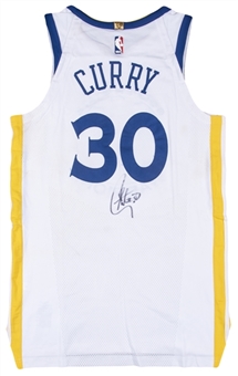 2017 Stephen Curry Opening Night Used & Signed Golden State Warriors #30 Home Jersey Used on 10/17/17 - 22 Point Game! (MeiGray)